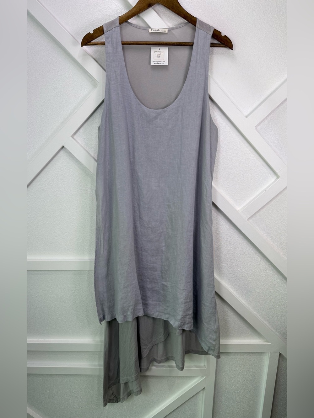 NWT Fresh Laundry Uneven Linen Dress Gray Asymmetrical Layered Lagenlook USA XL